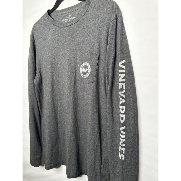 Vineyard Vines Long Sleeve Shirt Dark‎ Gray Whale Logo Cotton Men’s Size Small - Picture 2 of 8